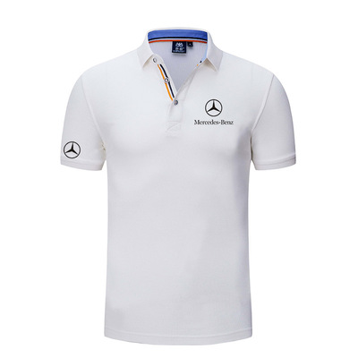 2022 Polo Mercedes-Benz Coton Homme avec Liseré Tricolore au Col et Aux Manches